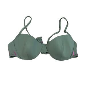 La Perla Audition Balconette Bikini Top Green Pink Logo Tie Back Underwire Small